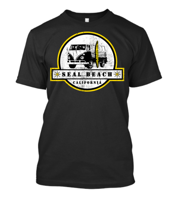 Seal Beach California Hippie Van Surfer T-Shirt