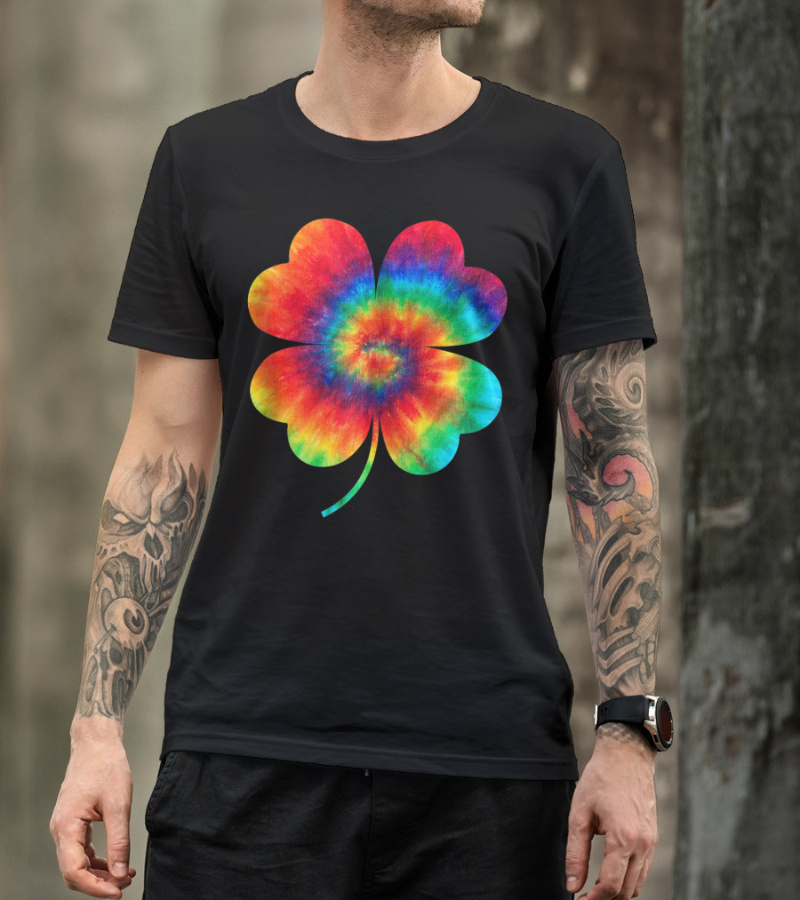 Shamrock St Patricks Day Rainbow Tie Dye Ocean T-Shirt