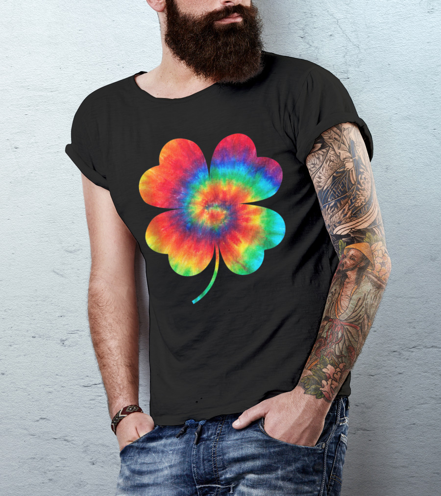 Shamrock St Patricks Day Rainbow Tie Dye Ocean T-Shirt