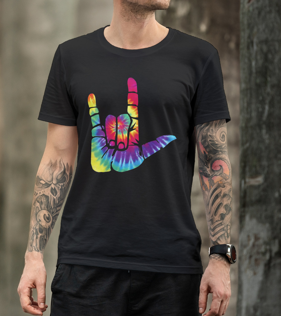 ASL I Love You Hand Sign Tie Dye T-Shirt