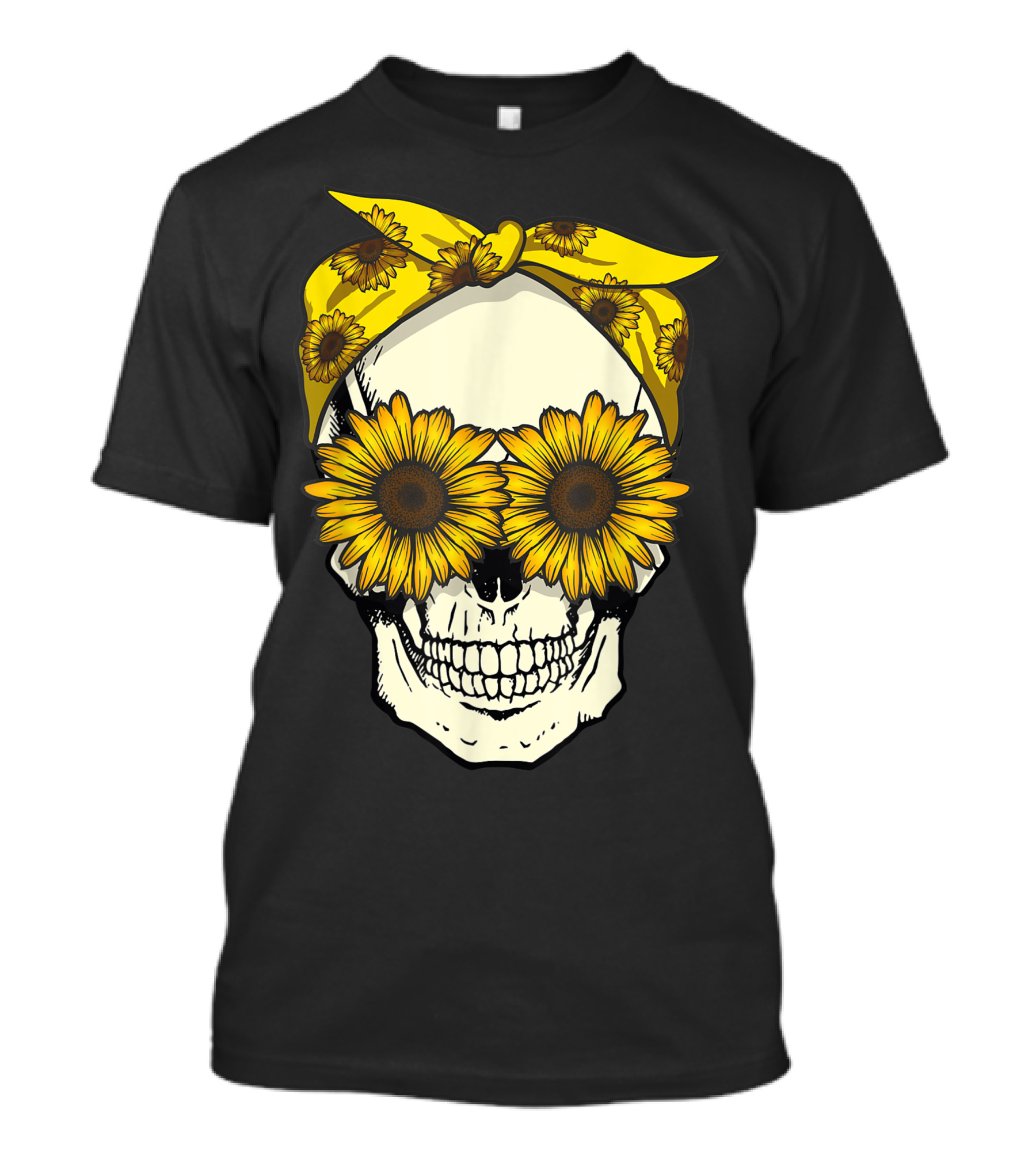 Skull Sunflower Bandana Floral Sun Flowers Goth Cute T-Shirt