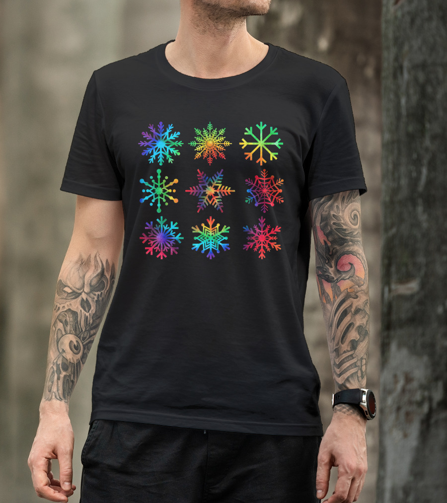 Snowflake Christmas Rainbow Tie Dye Hippie Costume Ocean T-Shirt