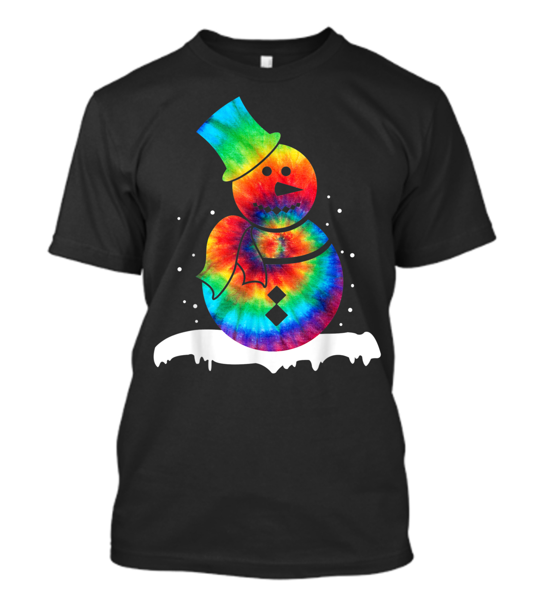 Rainbow Tie Dye Snowman Christmas Ocean T-Shirt