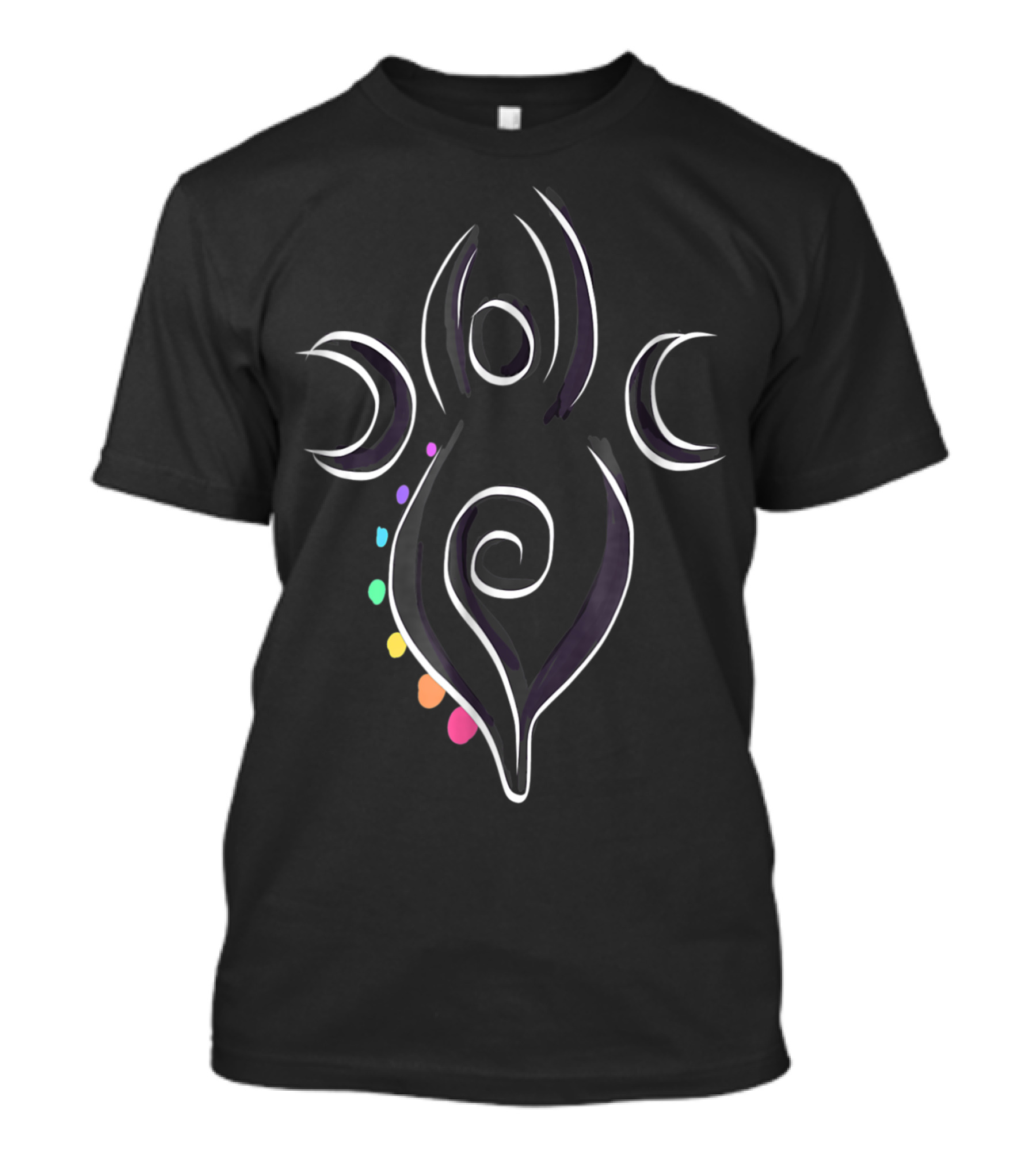 Triple Moon Spiral Goddess Chakra Colors Wiccan Pagan T-Shirt