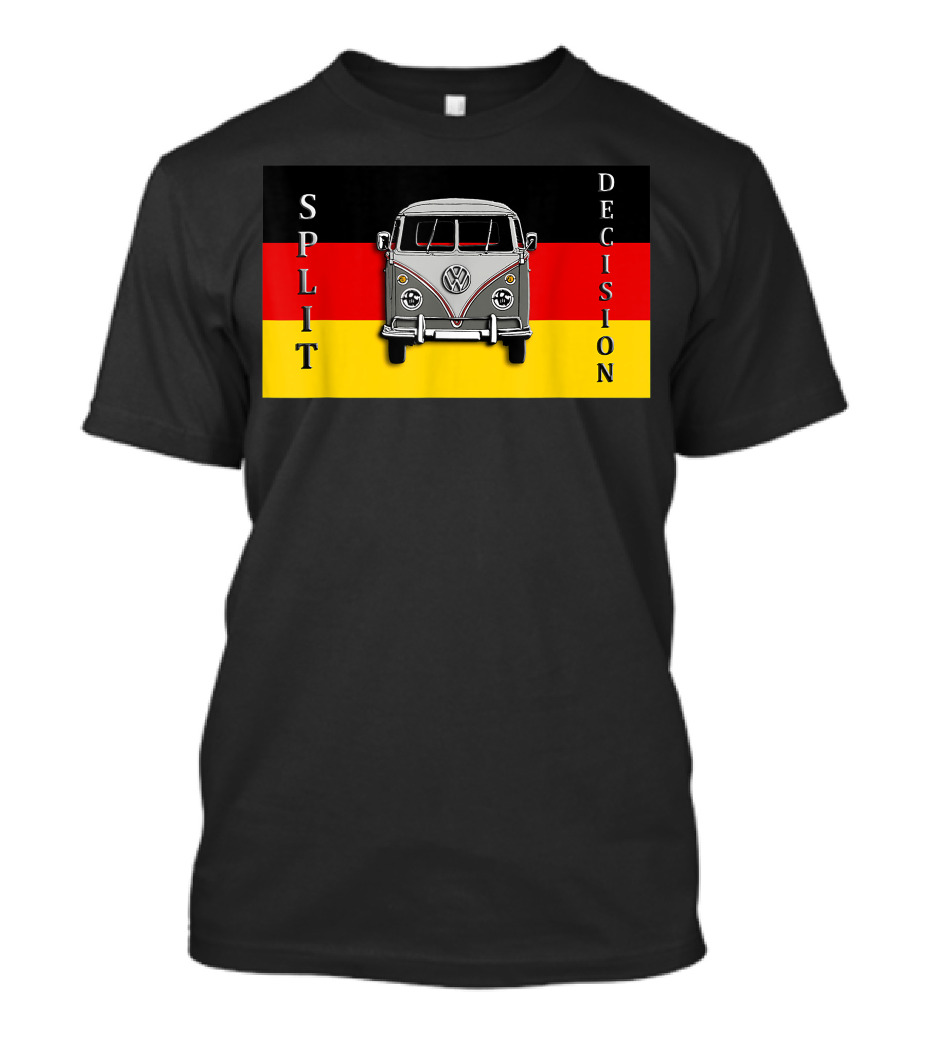 Split Decision Volkswagen Van Germany Flag Background T-Shirt