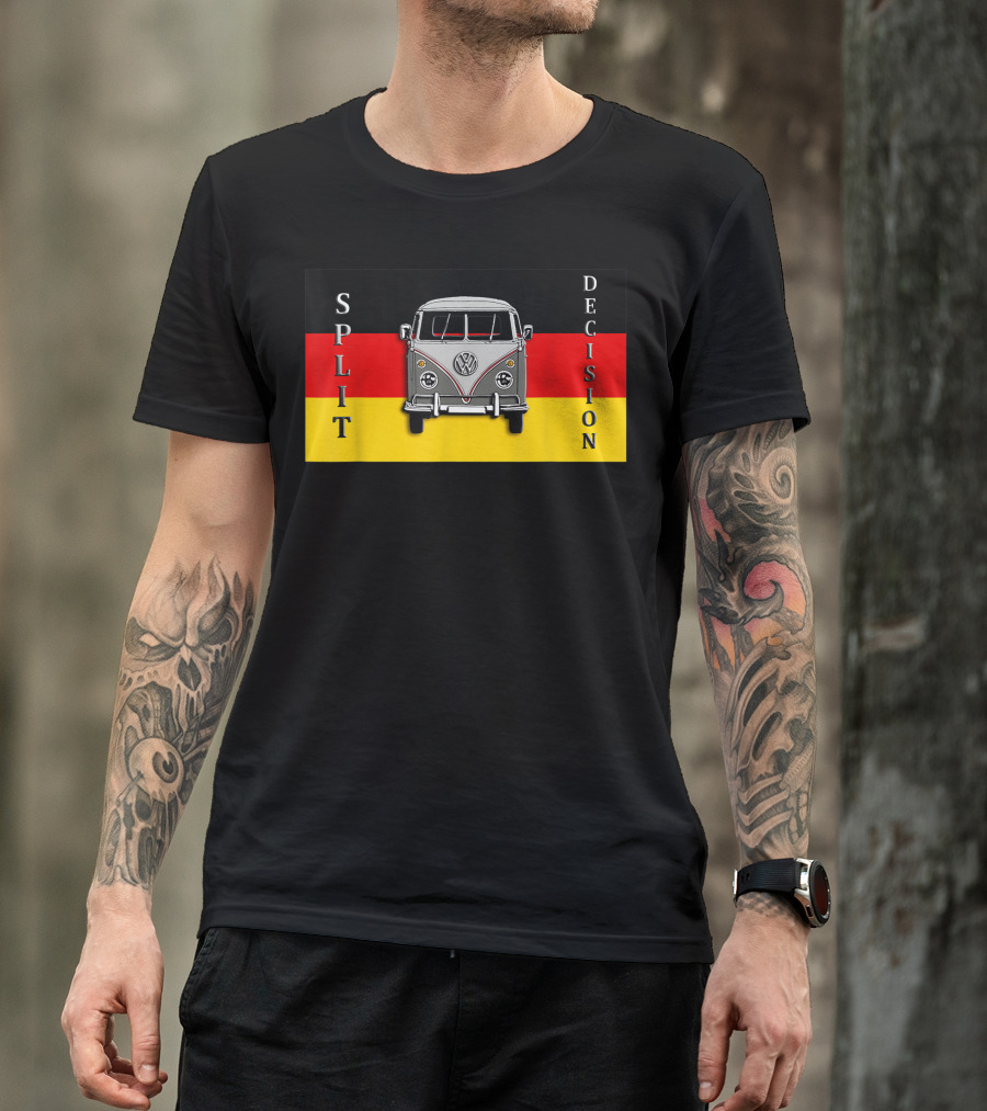Split Decision Volkswagen Van Germany Flag Background T-Shirt