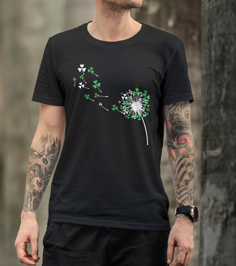 St Patricks Day Dandelion Shamrock Cute 2W Blowing Clover T-Shirt