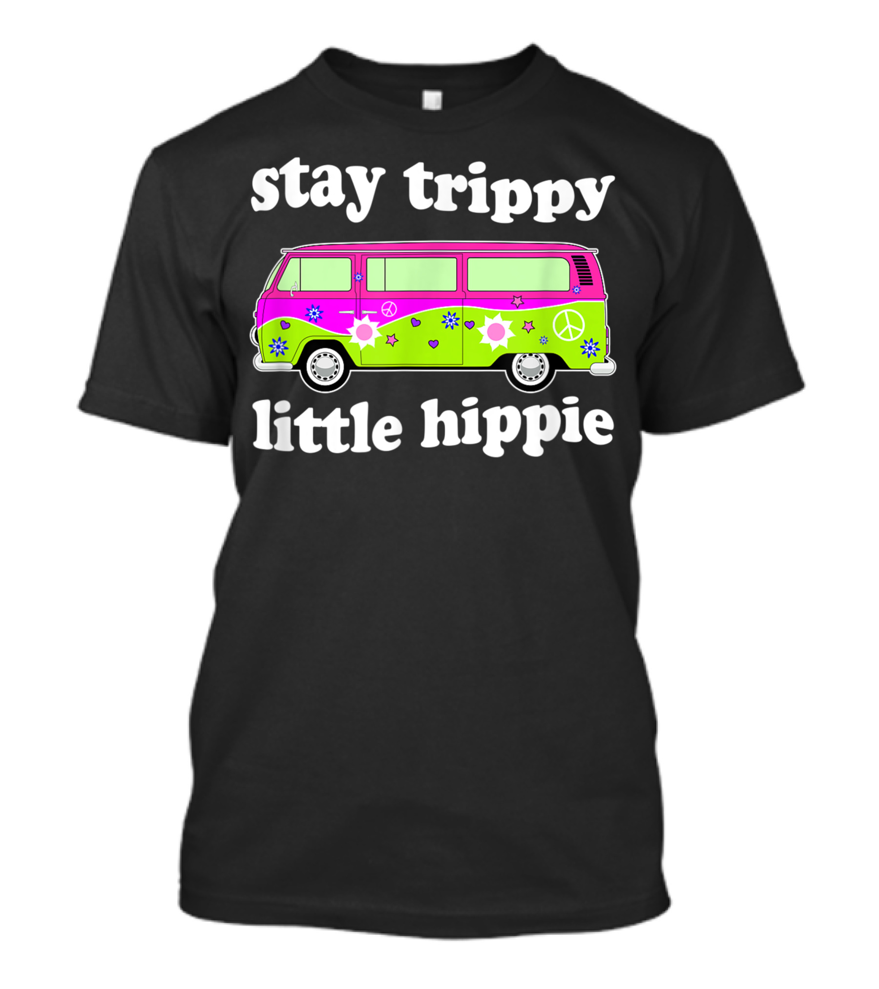 Stay Trippy Little Hippie 60S Vintage Van Peace Sign Flower Power Retro Bus T-Shirt