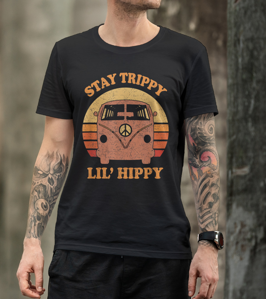 Stay Trippy Lil' Hippy Peace Hippie Van Retro Sunset T-Shirt