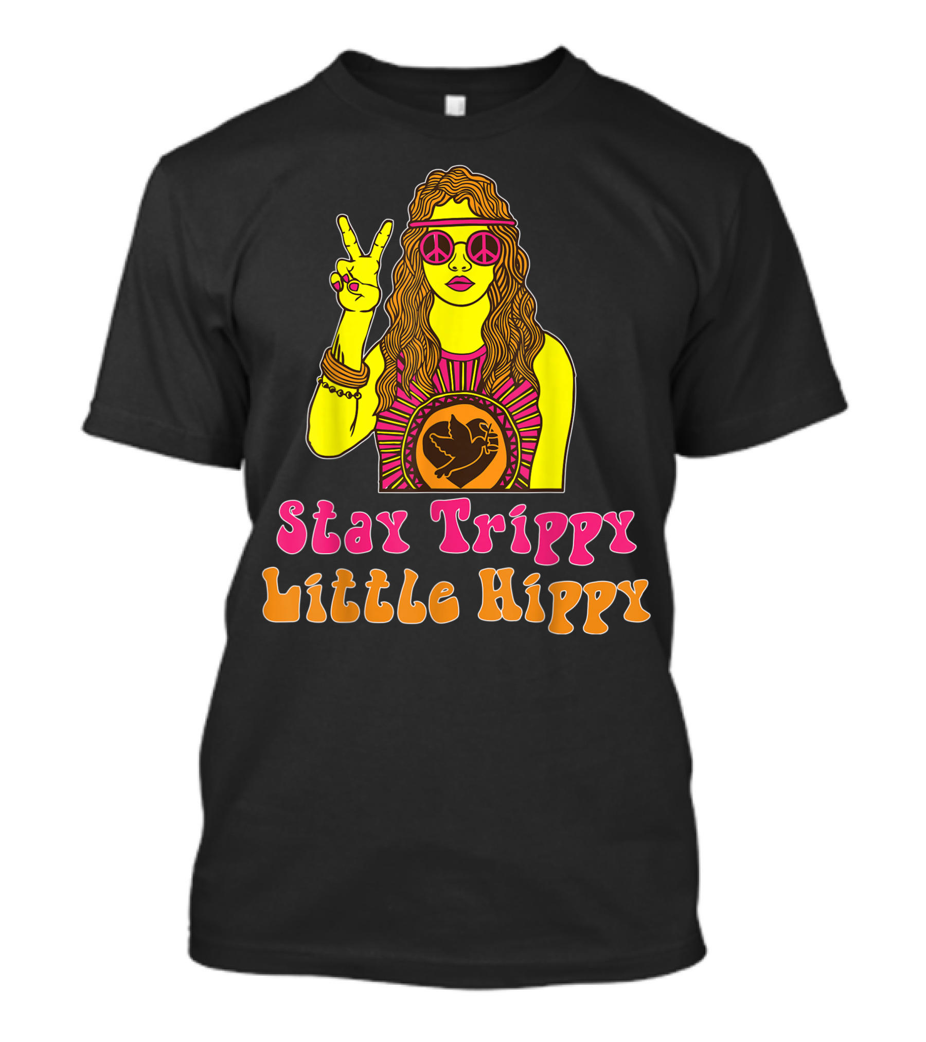 Stay Trippy Little Hippy Vintage Peace Sign Groovy Hippy Vibes Psychedelic T-Shirt