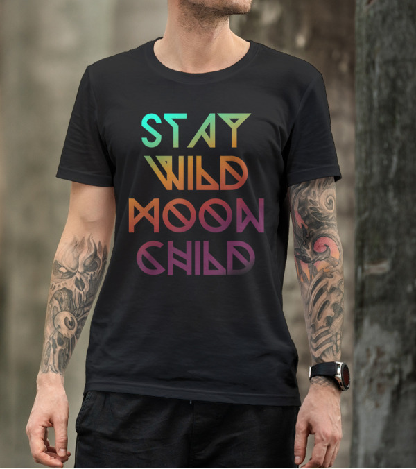 Stay Wild Moon Child Wicca Retro Gradient Magic T-Shirt