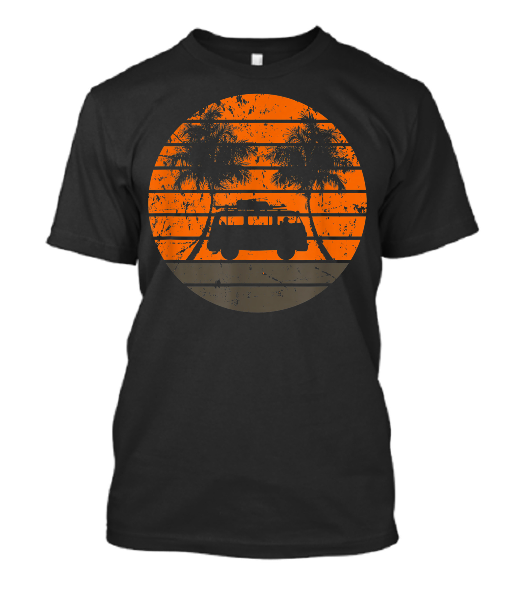 Vintage Sunset Surf Van With Palm Trees T-Shirt
