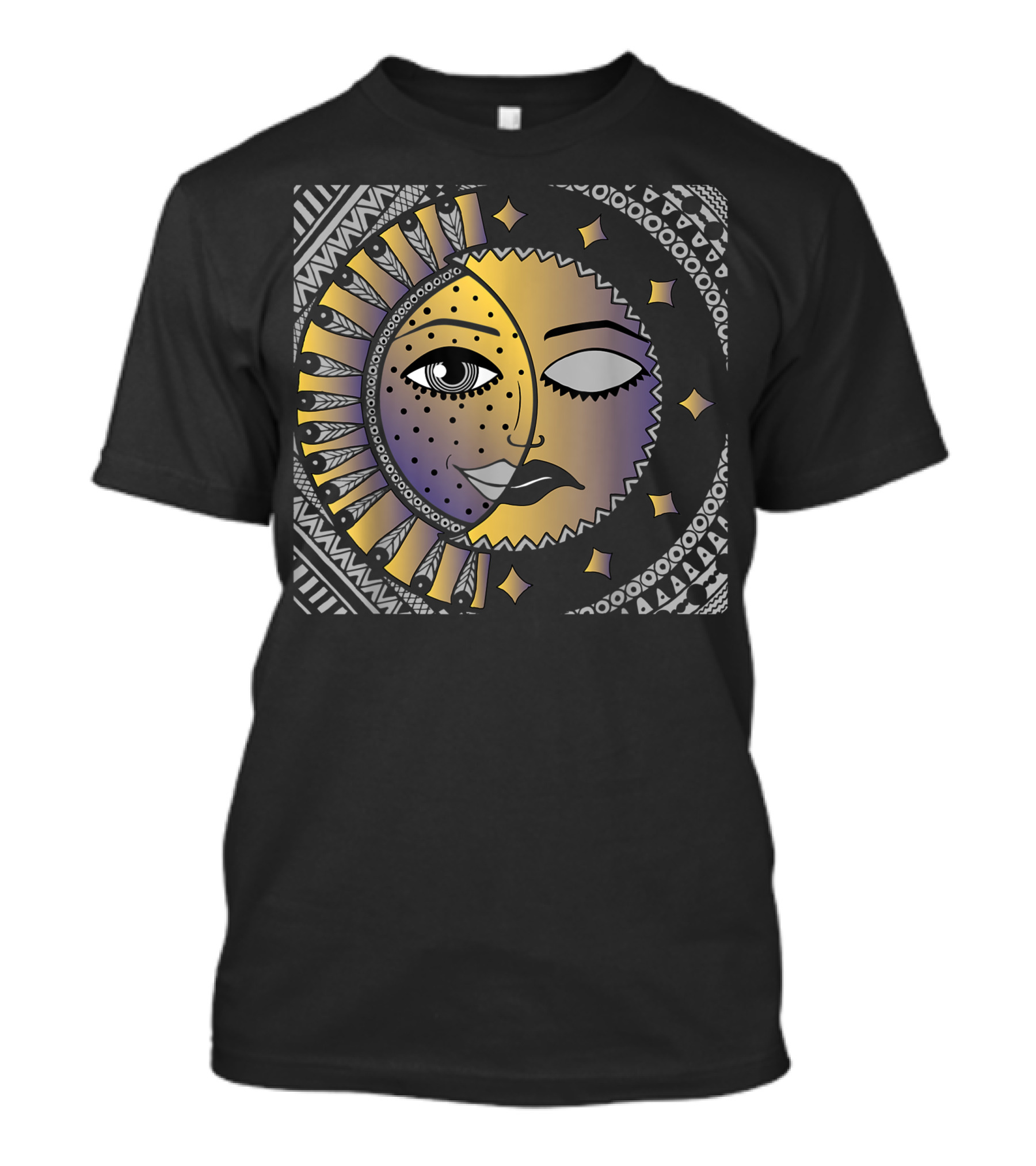 Sun And Moon Tribal Mandala Face T-Shirt