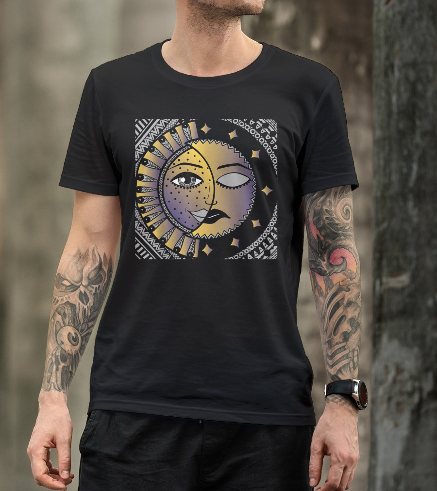 Sun And Moon Tribal Mandala Face T-Shirt