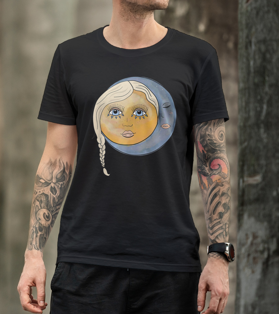 Sun And Moon Boho Astrology Cosmic Faces T-Shirt