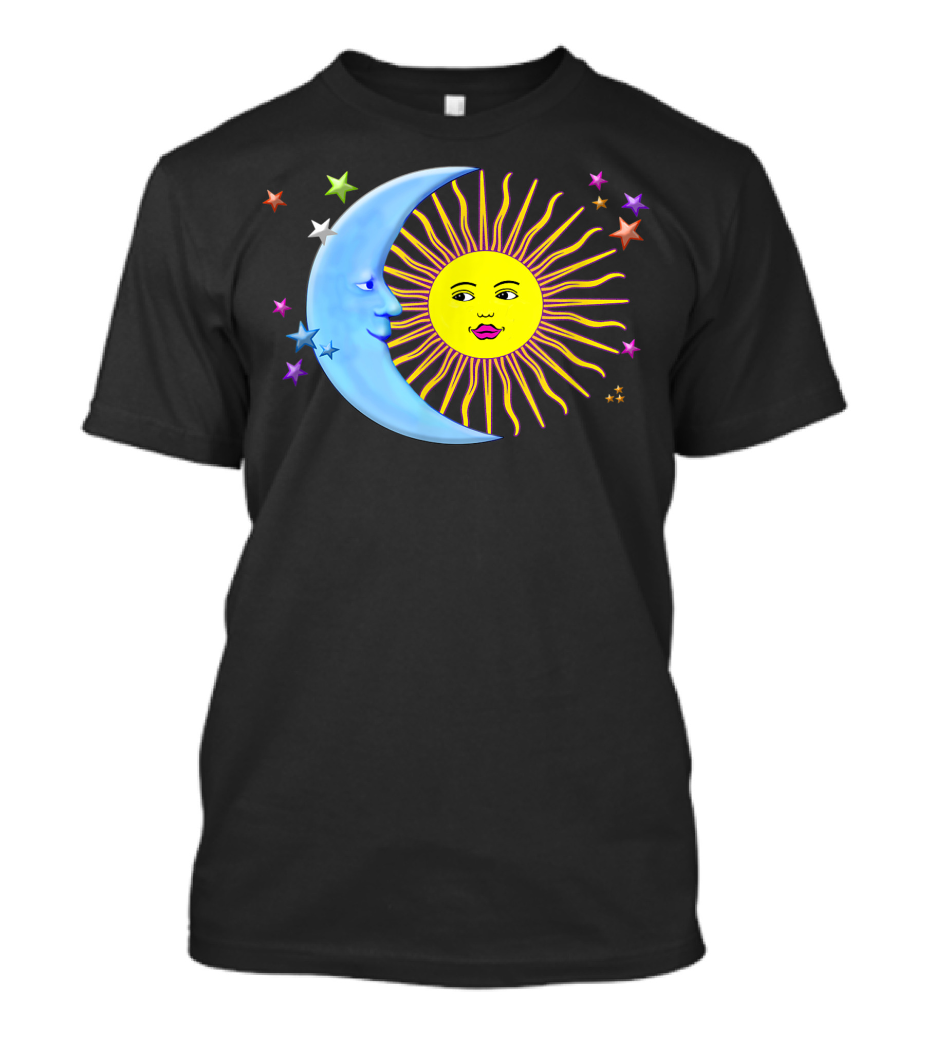 Sun And Moon Hippie 60s Psychedelic Stars Vintage T-Shirt