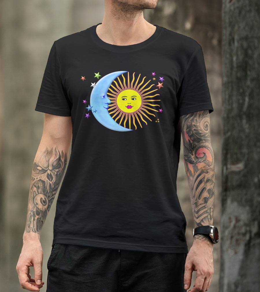 Sun And Moon Hippie 60s Psychedelic Stars Vintage T-Shirt