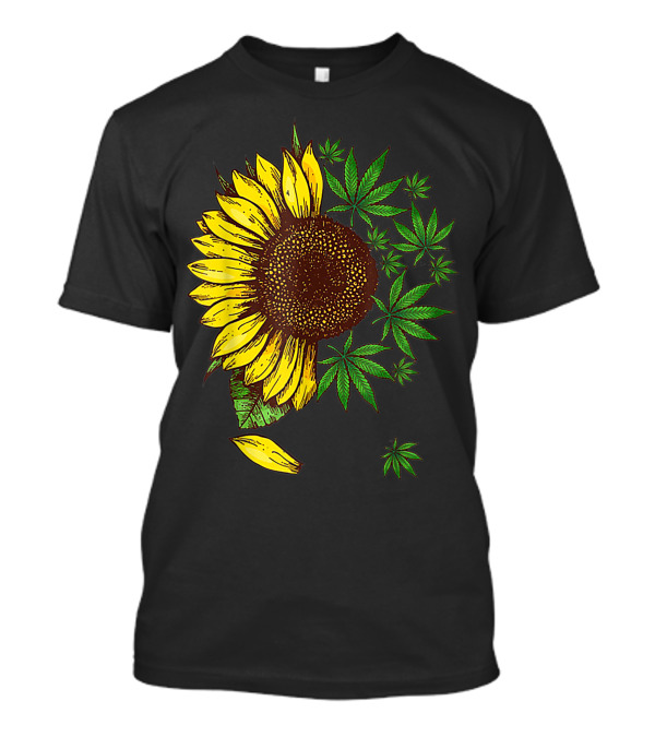 Sunflower Cannabis Weed Lovers Leaf Marijuana T-Shirt