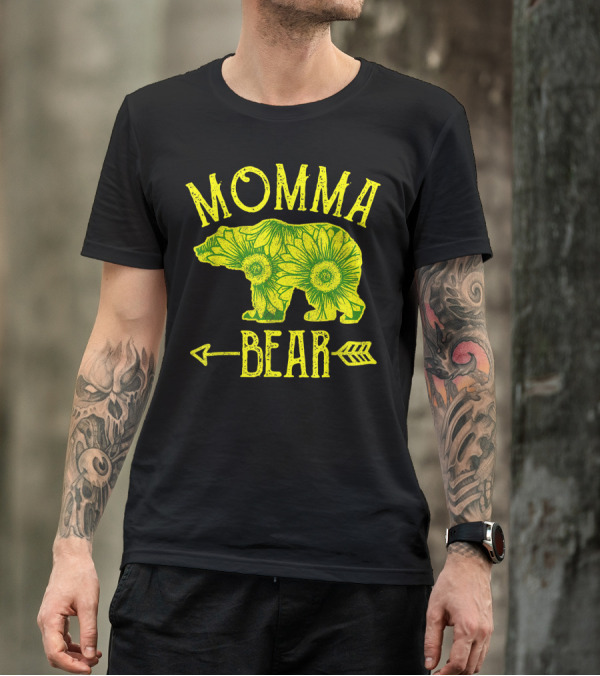 Sunflower Momma Bear Arrow Floral T-Shirt