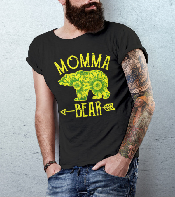 Sunflower Momma Bear Arrow Floral T-Shirt
