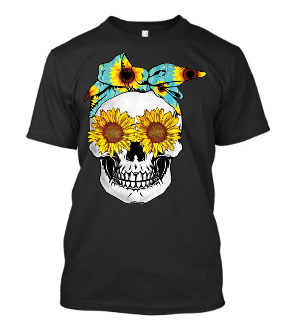 Sunflower Sugarskull With Floral Bandana T-Shirt