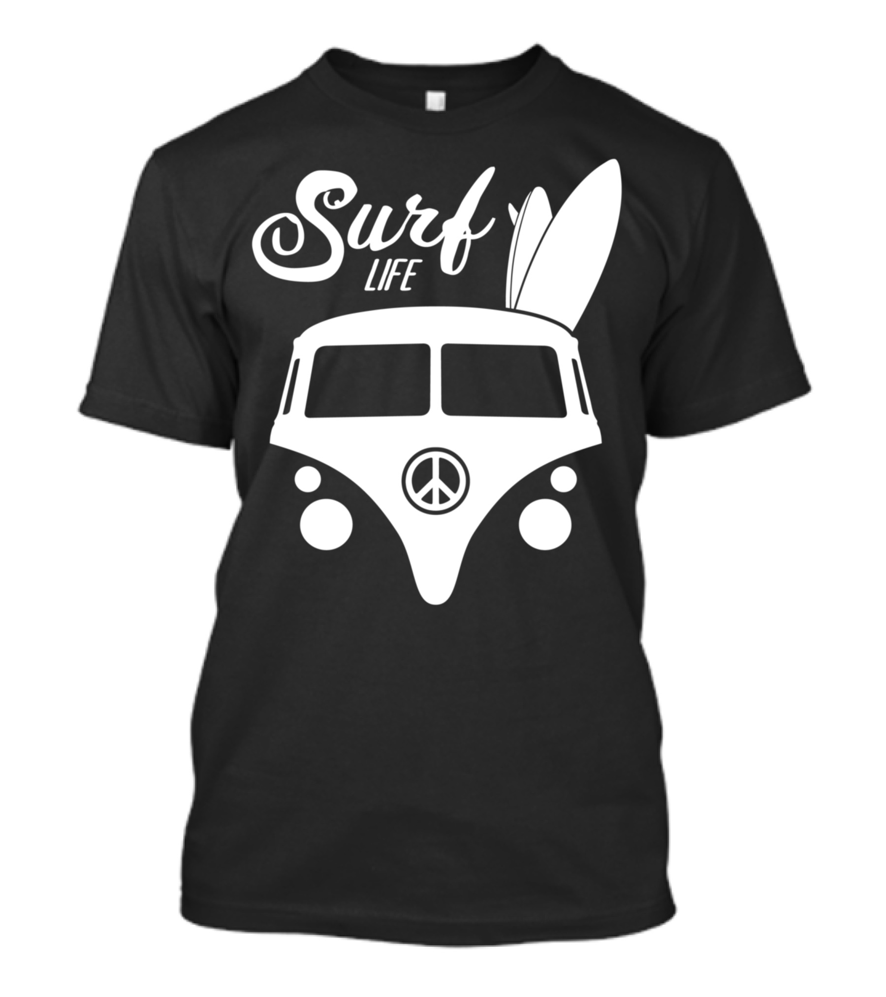 Surf Life Peace Van With Surfboards Hippy Surfer Vibes T-Shirt