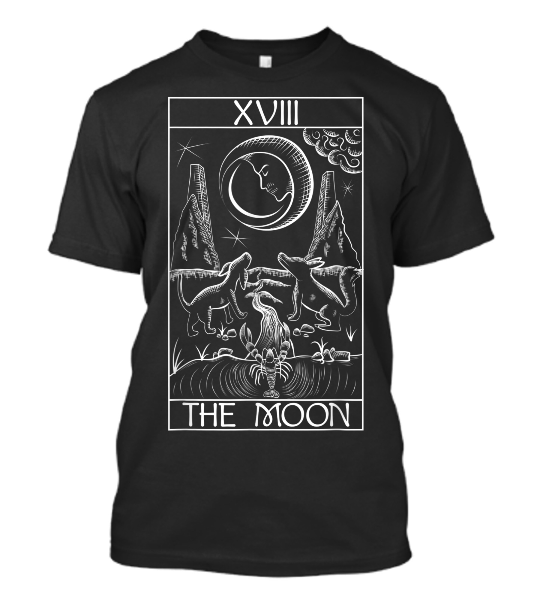 Tarot Card The Moon XVIII Occult Vintage Mystical Symbolism T-Shirt