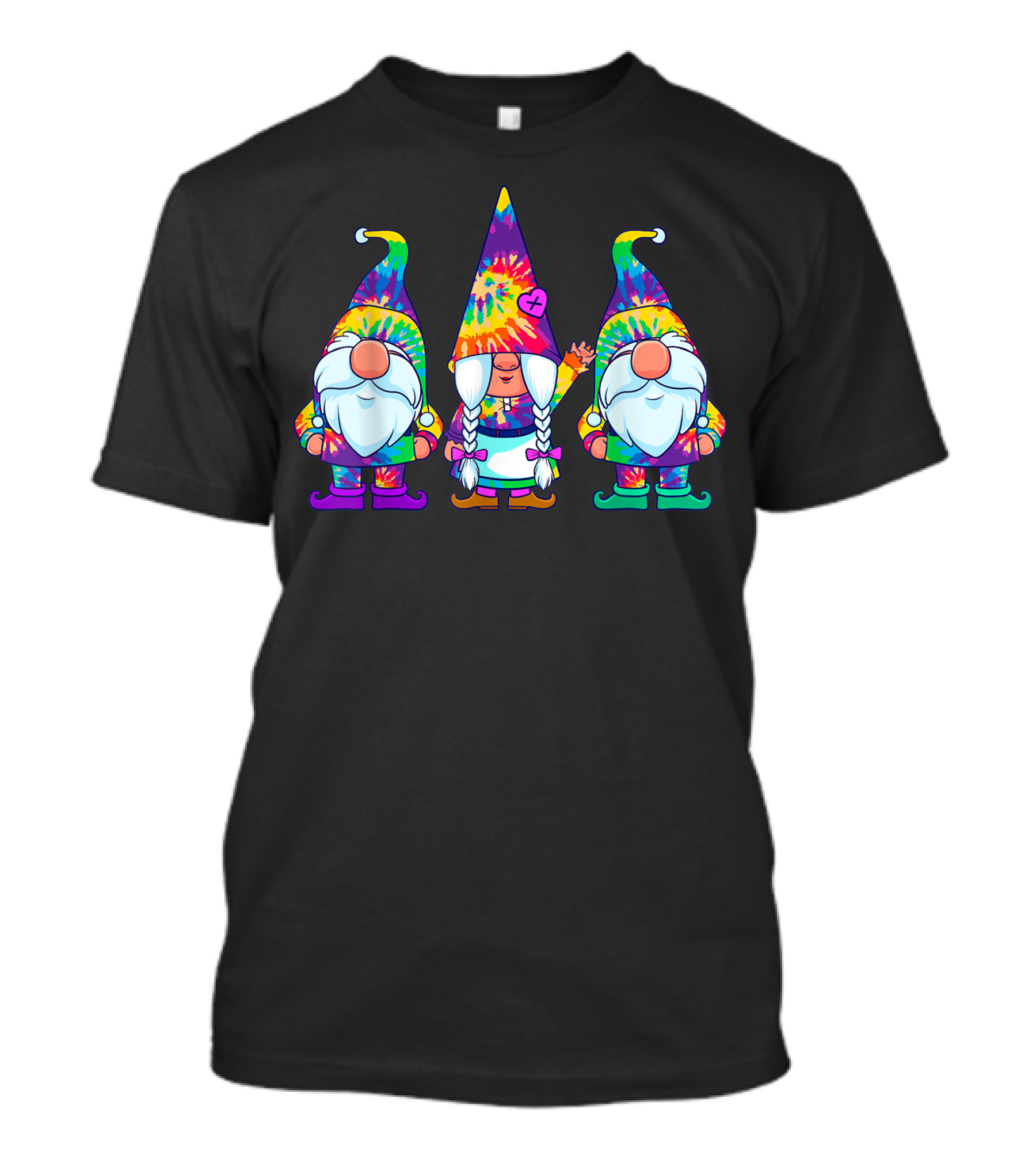 Three Hippie Gnomes Tie Dye Peace Vintage Hat T-Shirt