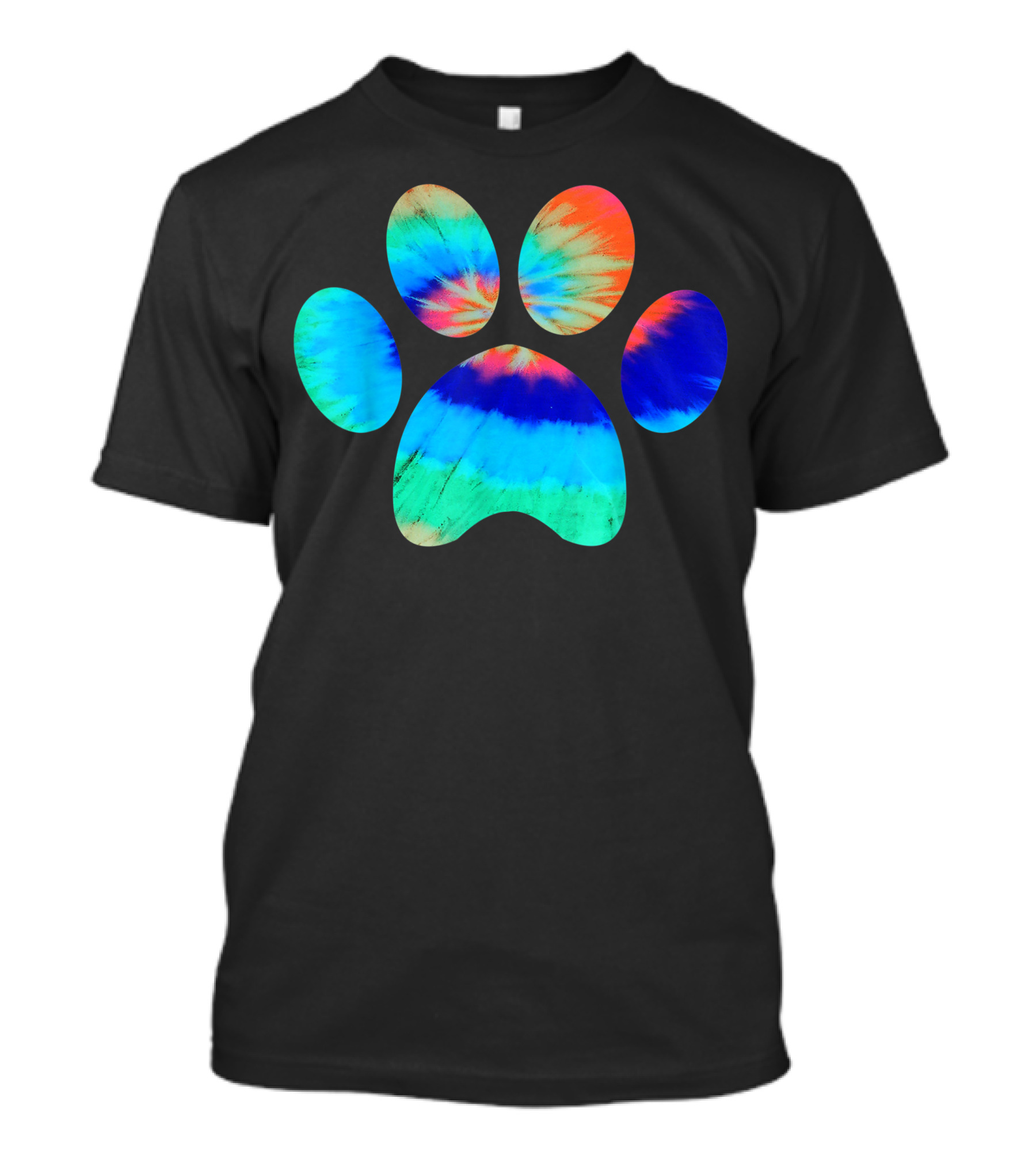 Tie Dye Cat Dog Paw Print Pet Lover Rainbow Paw Prints T-Shirt
