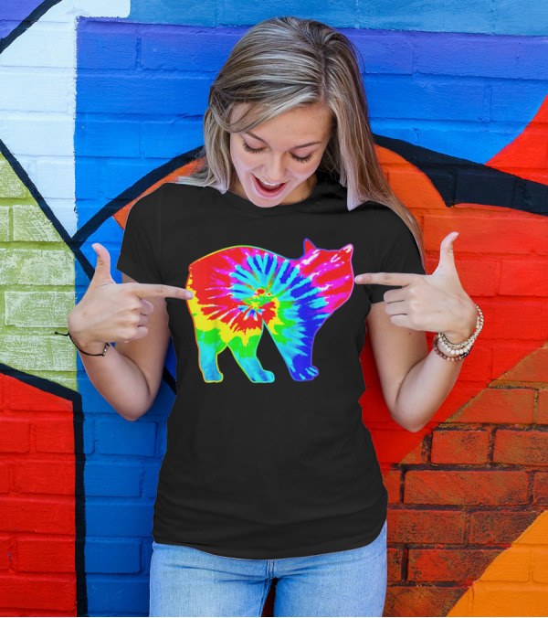 Tie Dye Rainbow Manx Cat Psychedelic Hippie T-Shirt
