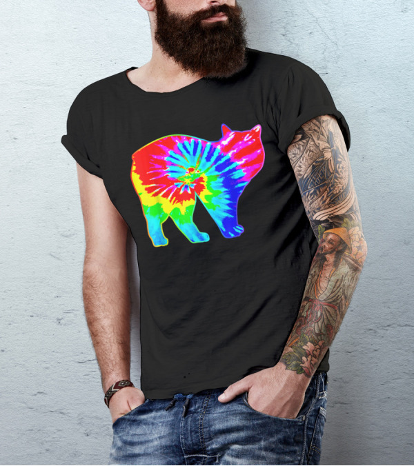 Tie Dye Rainbow Manx Cat Psychedelic Hippie T-Shirt