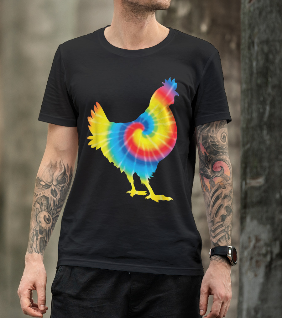 Tie Dye Rainbow Hen Fowl Hippie Peace Chicken T-Shirt