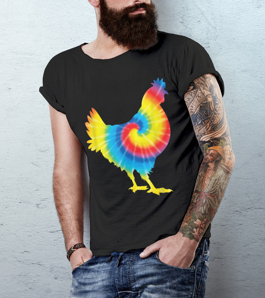 Tie Dye Rainbow Hen Fowl Hippie Peace Chicken T-Shirt