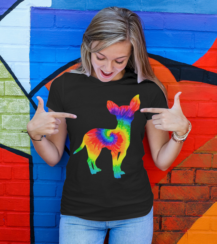 Tie Dye Hippie Chihuahua Rainbow Swirl Puppy T-Shirt