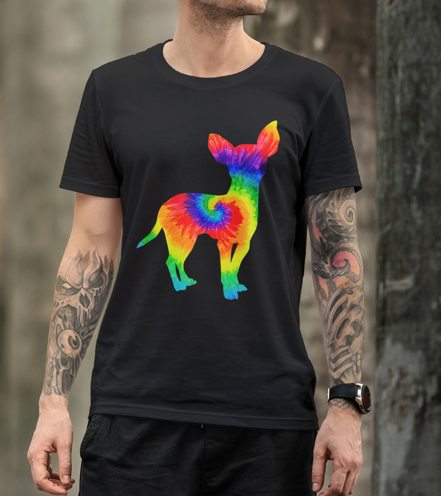 Tie Dye Hippie Chihuahua Rainbow Swirl Puppy T-Shirt