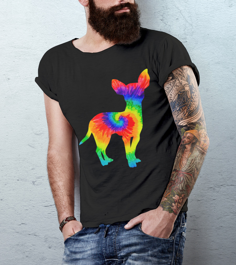 Tie Dye Hippie Chihuahua Rainbow Swirl Puppy T-Shirt