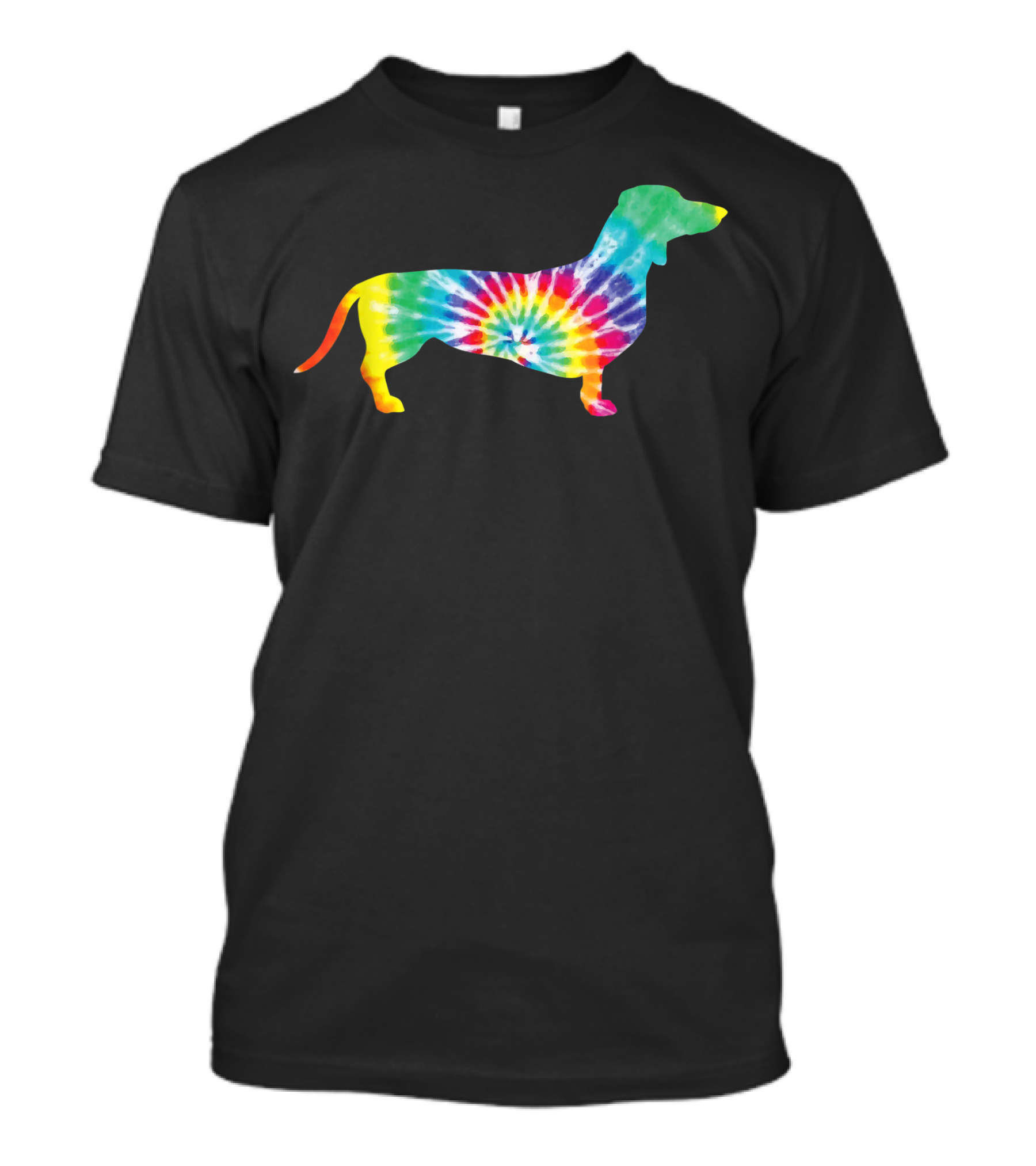 Psychedelic Tie Dye Dachshund Silhouette Hippie Puppy T-Shirt