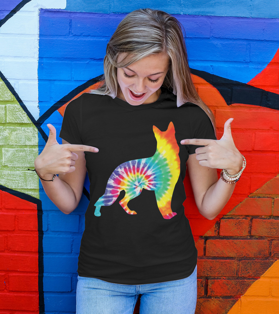 Tie Dye Hippie German Shepherd Puppy T-Shirt