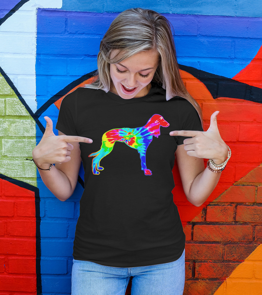 Tie Dye Saluki Dog Psychedelic Hippie Vibes T-Shirt