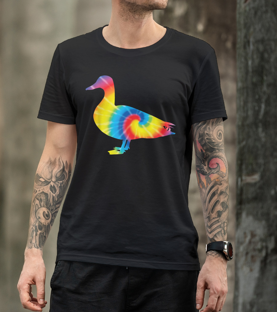 Tie Dye Duck Rainbow Print Mallard T-Shirt