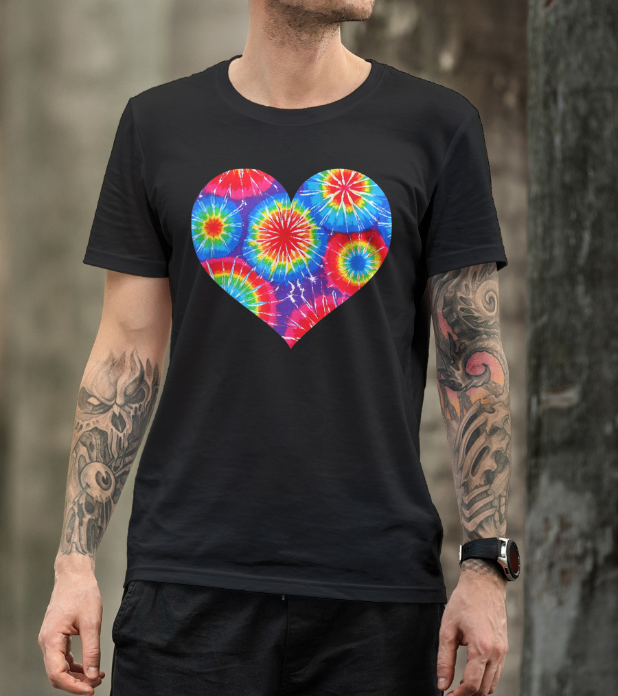Tie Dye Heart Valentine Day Matching Couple T-Shirt