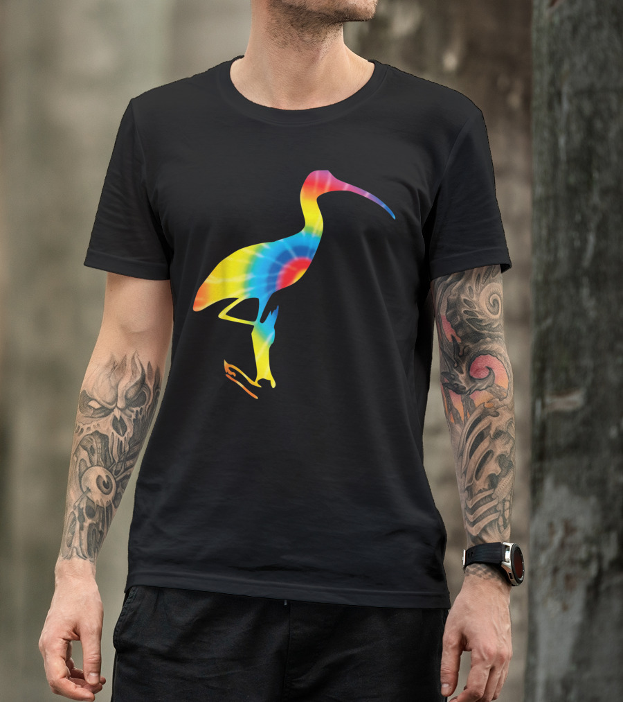 Tie Dye Peace Rainbow Ibis Bird Wading T-Shirt