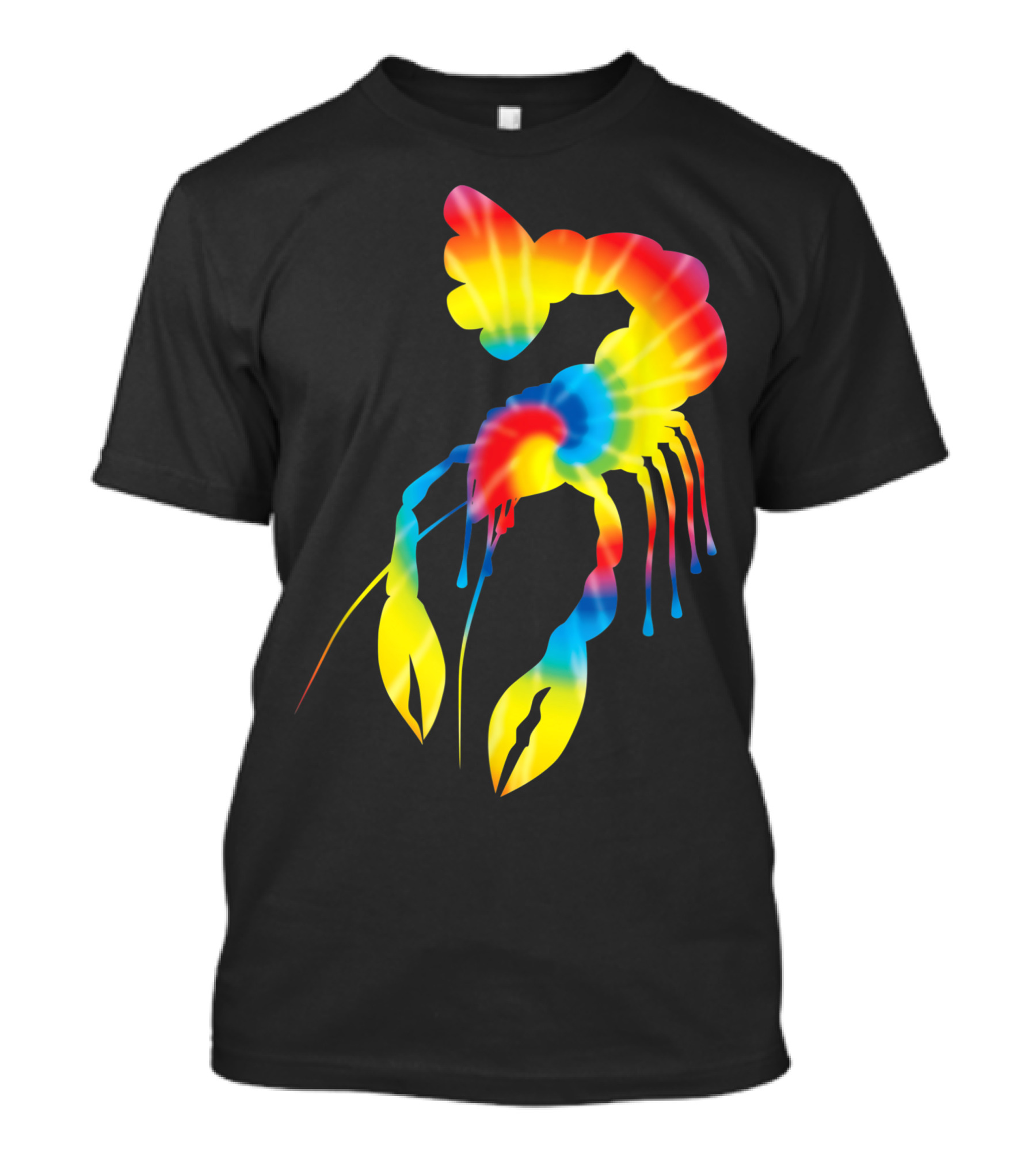 Tie Dye Rainbow Lobster Print Crayfish T-Shirt