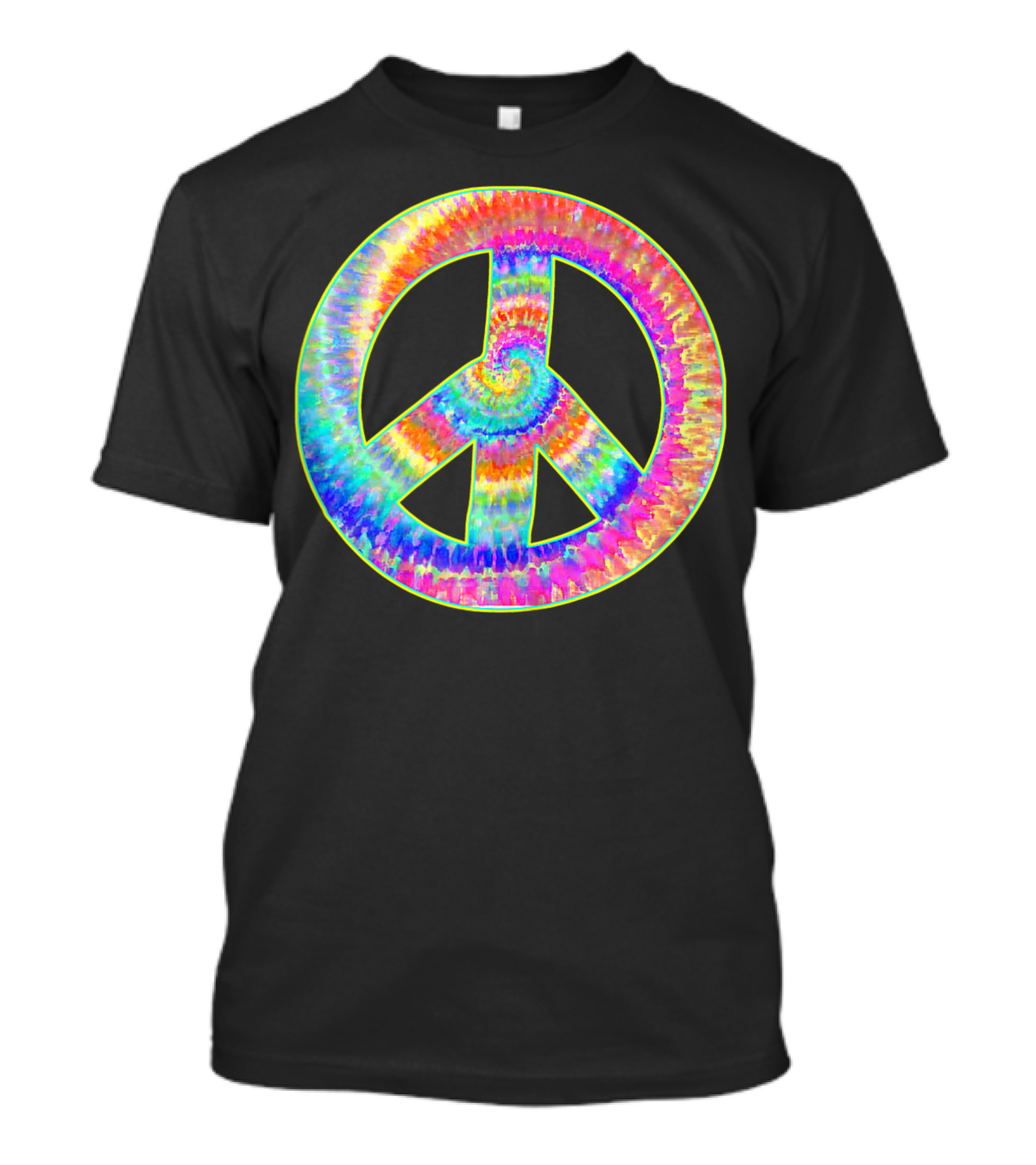Tie Dye Look Rainbow Peace Sign Burst T-Shirt