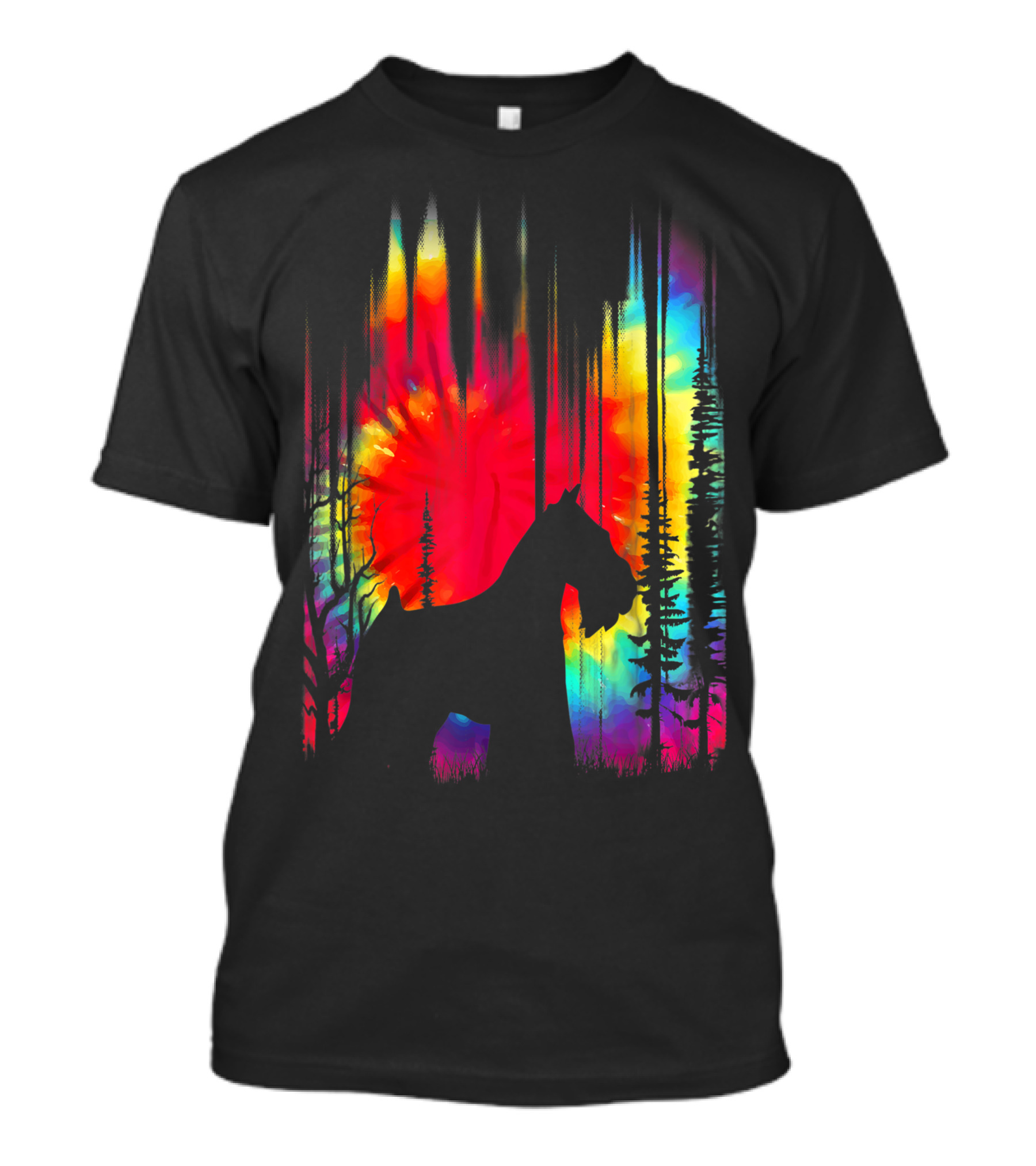 Tie Dye Miniature Schnauzer Hippie Puppy Dog Rainbow Forest T-Shirt