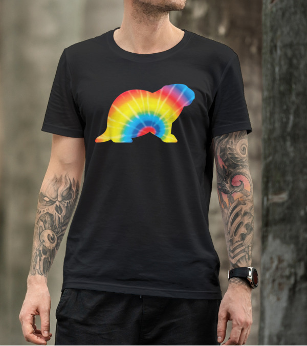 Tie Dye Rainbow Otter Weasel Animal Print T-Shirt