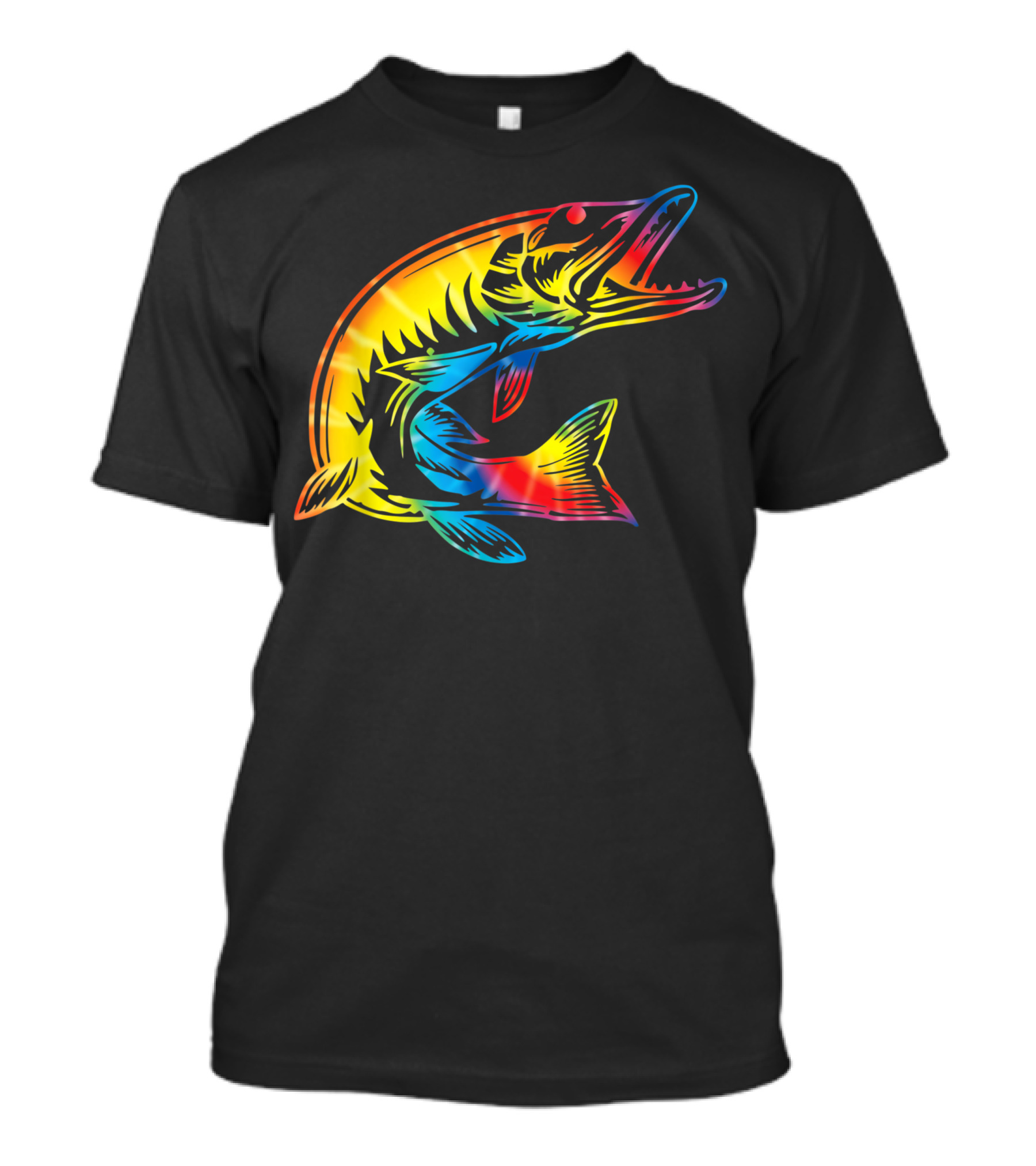 Tie Dye Pike Rainbow Pickerel Hippie Peace Fish T-Shirt