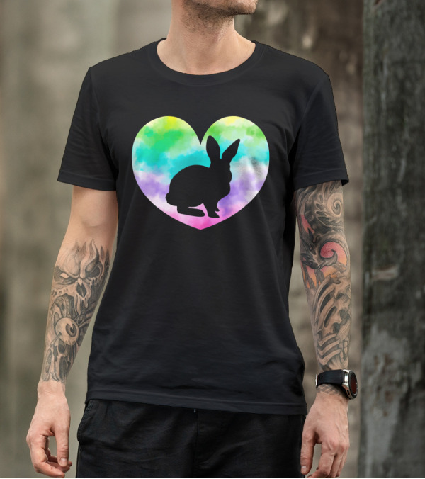 Tie Dye Heart Silhouette Rabbit Bunny Easter Day T-Shirt