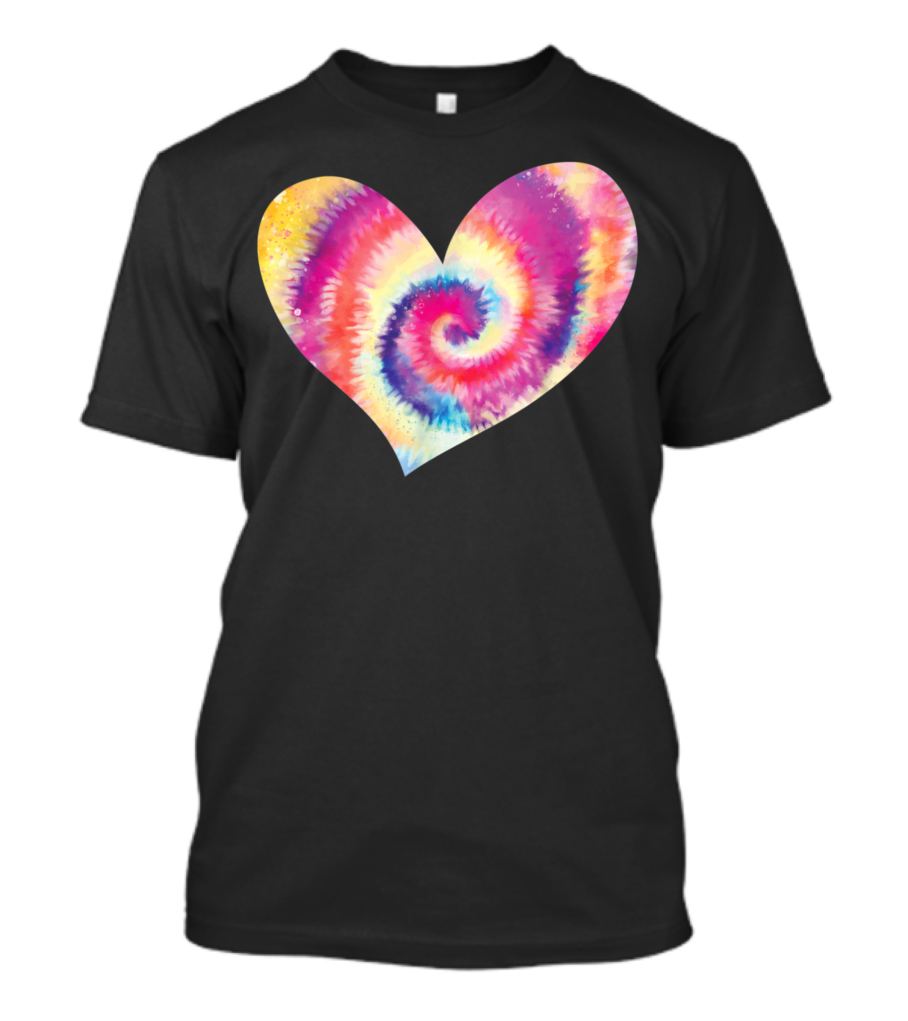 Tie Dye Rainbow Spiral Heart Shape T-Shirt