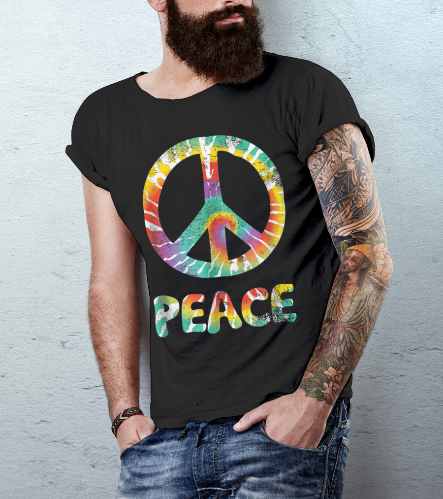 Tie Dye Colorful Peace Symbol Vintage Retro Rainbow T-Shirt